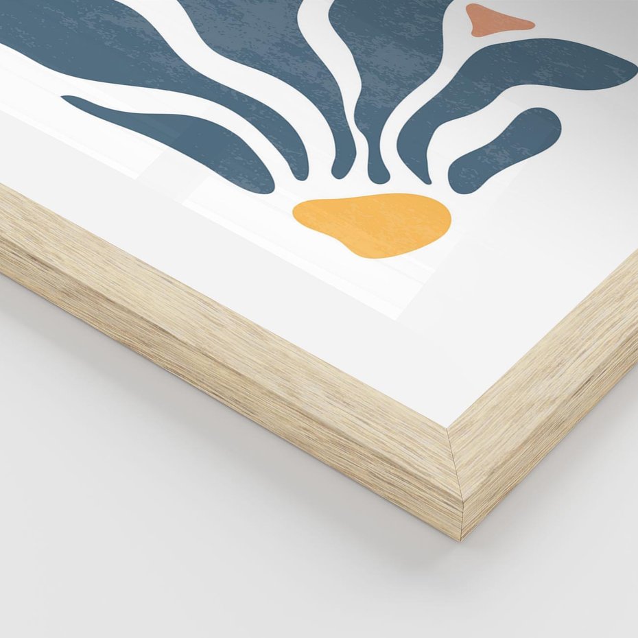 Plakat w ramie 50x70 - Szkice Kwiatowych Promieni - nowoczesna kwiatowa grafika, styl retro - rama drewno