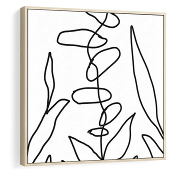 Obraz w ramie 50x50 - Liście Mocy - mroczna sztuka, minimalizm - rama drewno