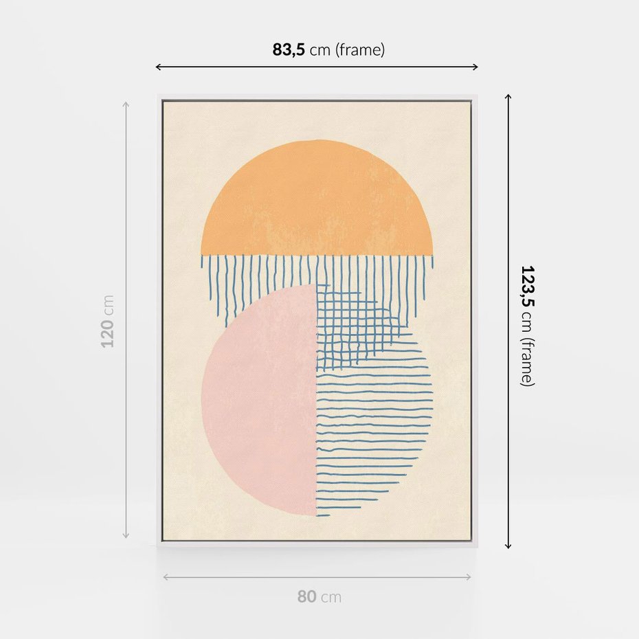 Obraz w ramie 80x120 - Migotliwe Wzory - geometryczne kształty, koła - rama biała