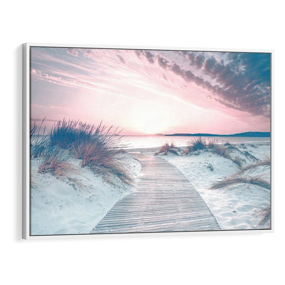 Obraz w ramie 70x50 - Magia Zachodu Słońca - fotografia, stonowane kolory - rama biała