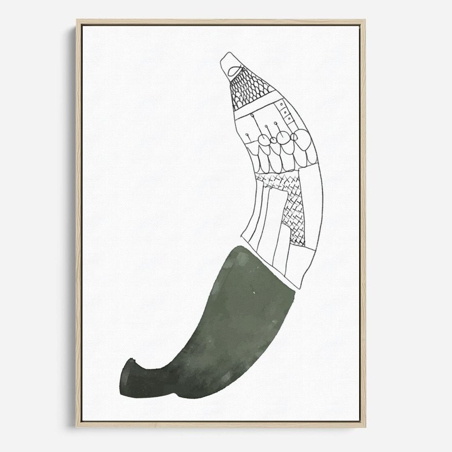 Obraz w ramie 80x120 - Rozkwitające Barwy Akwareli - minimalistyczny plakat, banan - rama drewno