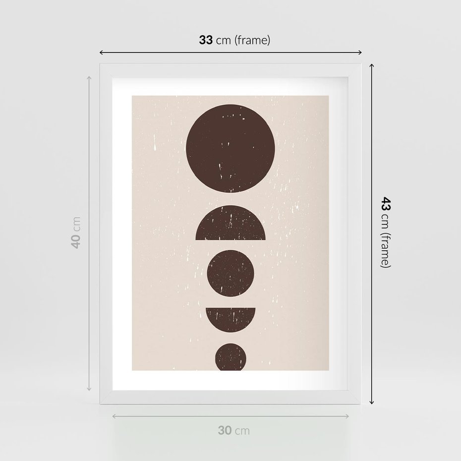 Plakat w ramie 30x40 - Migocące Granice - mid century styl, nowoczesna grafika - rama biała