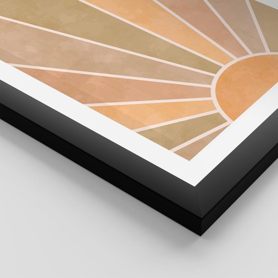 Plakat w ramie 50x70 - Grafika Boho w Odcieniach Pomarańczu - boho słońce, grafika - rama czarna