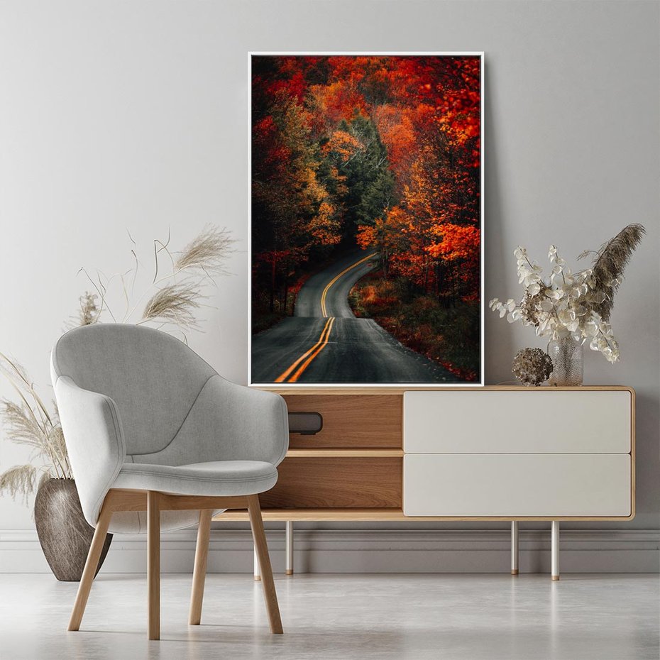 Obraz w ramie 80x120 - Jesienne Podróżowanie - fotografia, jesień - rama biała