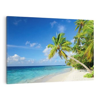 Obraz na płótnie 70x50 - Rajskie Malediwy: Plaża pod palmami - Malediwy, plaża