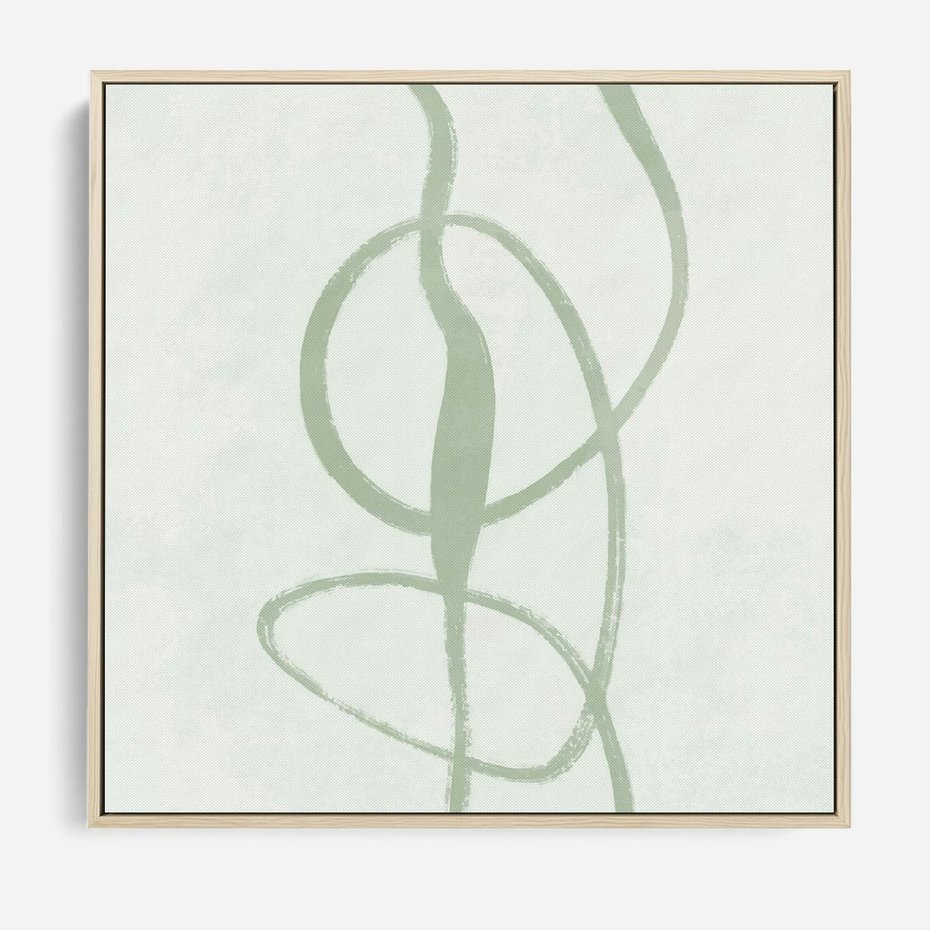 Obraz w ramie 80x80 - Zieleń Wewnętrznej Harmonii - zielona abstrakcja, zgaszona zieleń - rama drewno