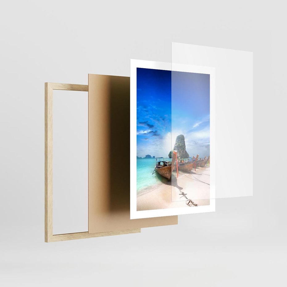 Plakat w ramie 50x70 - Morze na Łodzi - morze, łódź - rama drewno