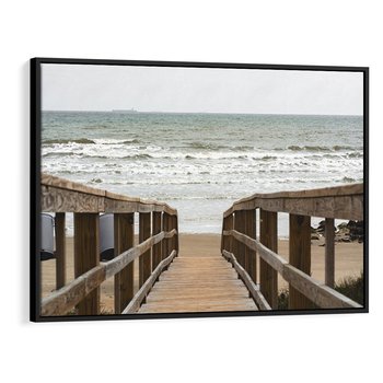 Obraz w ramie 70x50 - Morze i drewniany pomost - morze, pomost - rama czarna