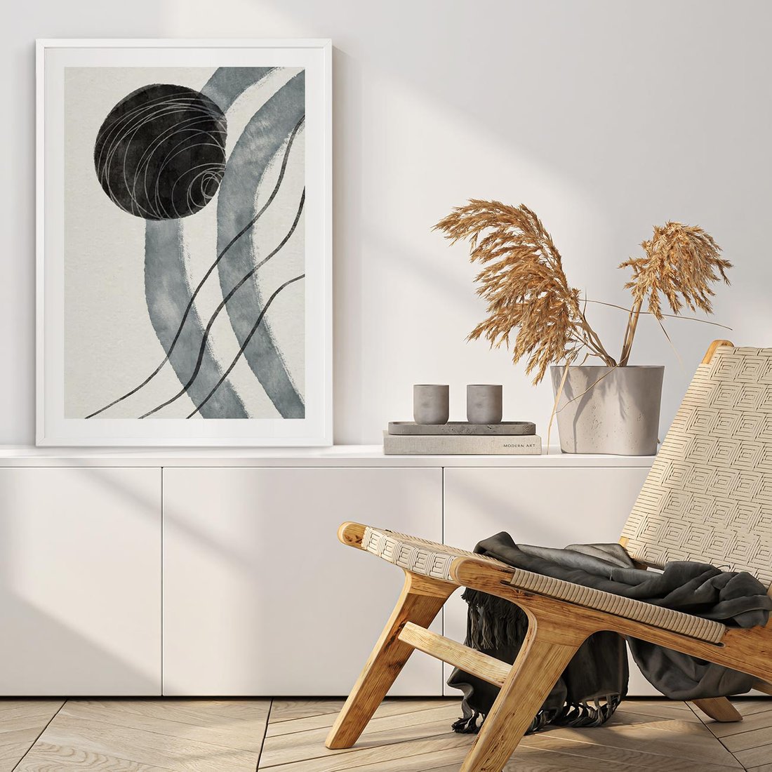 Plakat bez ramy 21x30 - Abstrakcyjne Kształty w Szarościach - abstrakcja, akwarelowe plamy