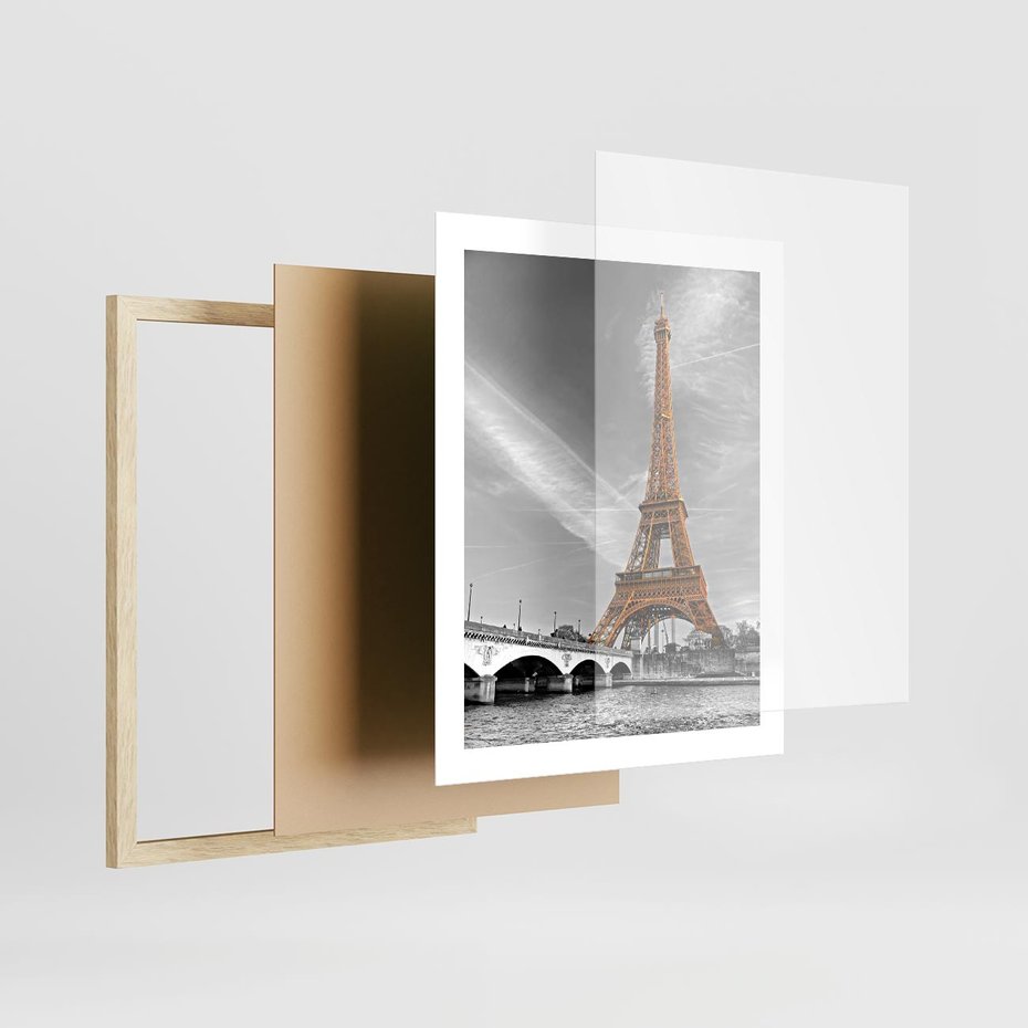 Plakat w ramie 40x50 - Echa Wieży Eiffla - wieża, Eiffla - rama drewno