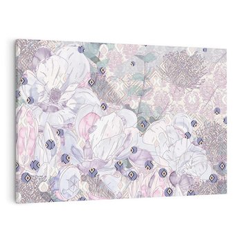 Obraz na płótnie 70x50 - Malowane oddechy istnienia - pomieszane tekstury, kwiatowe elementy