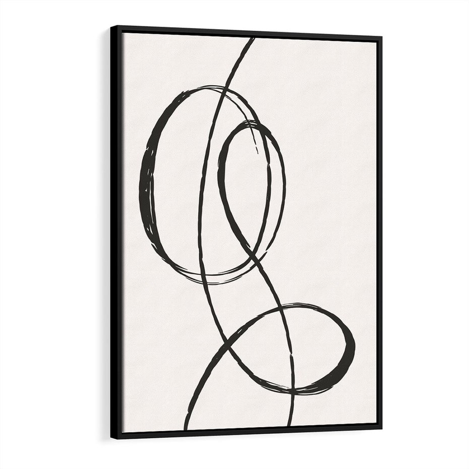 Obraz w ramie 70x100 - Zaklęte Linie - abstrakcyjne szkicowane linie, minimalizm - rama czarna