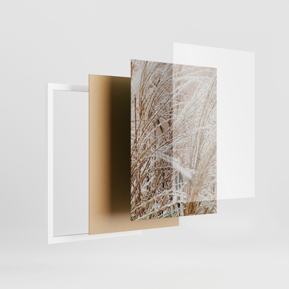 Zestaw obrazy w ramie 40x50 galeria - Boho, wnętrza, liście, trawy - rama biała