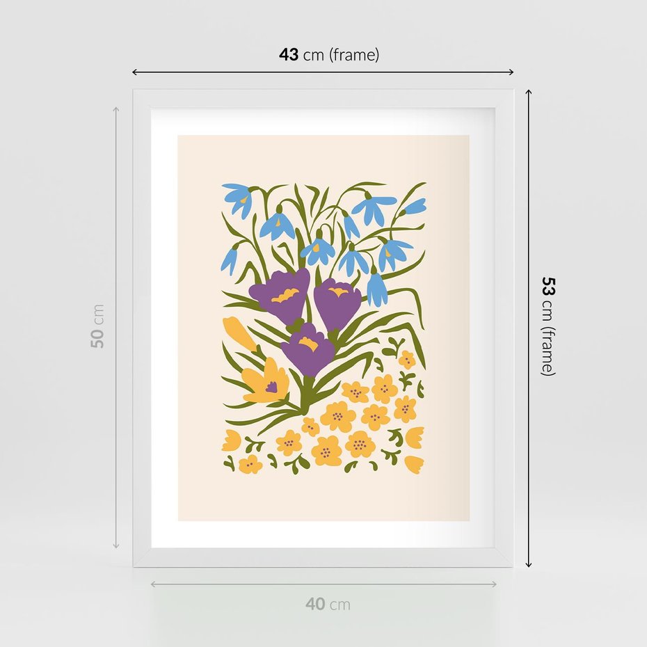 Plakat w ramie 40x50 - Kwiatowe Przenikanie - kwiaty, sztuka nowoczesna - rama biała