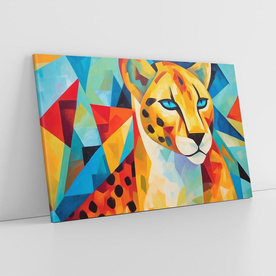 Obraz na płótnie 70x50 - Dzikie Piękno - abstrakcyjny portret geparda, intensywne kolory