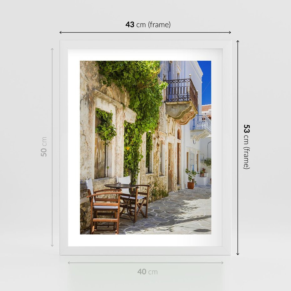 Plakat w ramie 40x50 - Zaklęta Przestrzeń - uliczka, perspektywa - rama biała