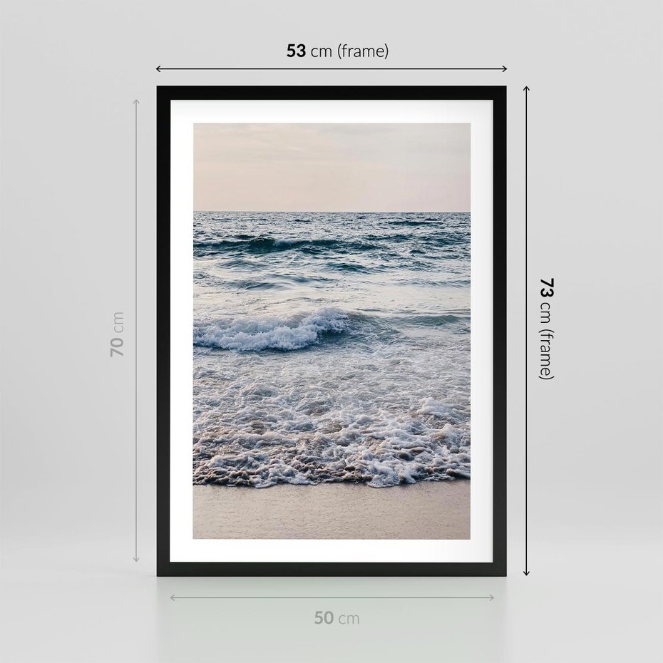 Plakat w ramie 50x70 - Malowniczy Nadmorski Krajobraz - morze, fale - rama czarna