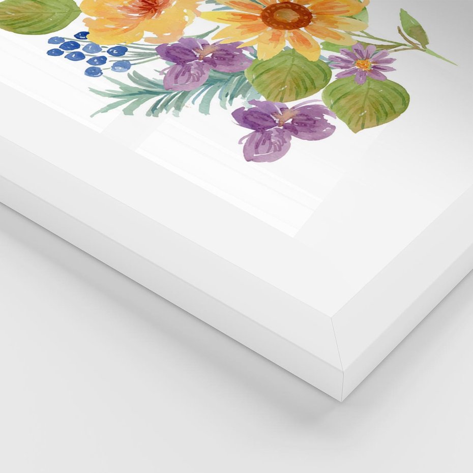 Plakat w ramie 30x40 - Kwiatowe Inspiracje - akwarelowe polne kwiaty, minimalistyczny plakat - rama biała