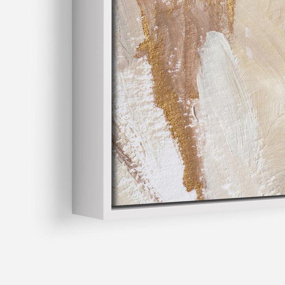 Obraz w ramie 100x70 - Elegancja w Złocistym Chaosie - złoto beż, abstrakcja - rama biała