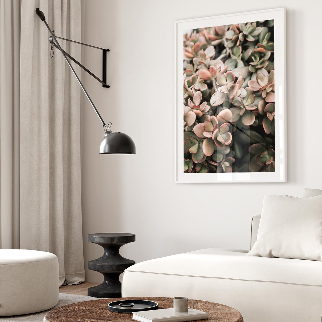 Plakat bez ramy 50x70 - Sukulentowa Prostota - sukulenty, zielone liście