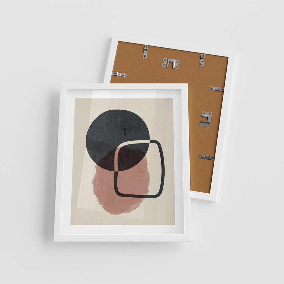 Plakat w ramie 40x50 - Abstrakcyjna Harmonia - abstrakcyjne nieregularne kształty, minimalistyczny plakat - rama biała