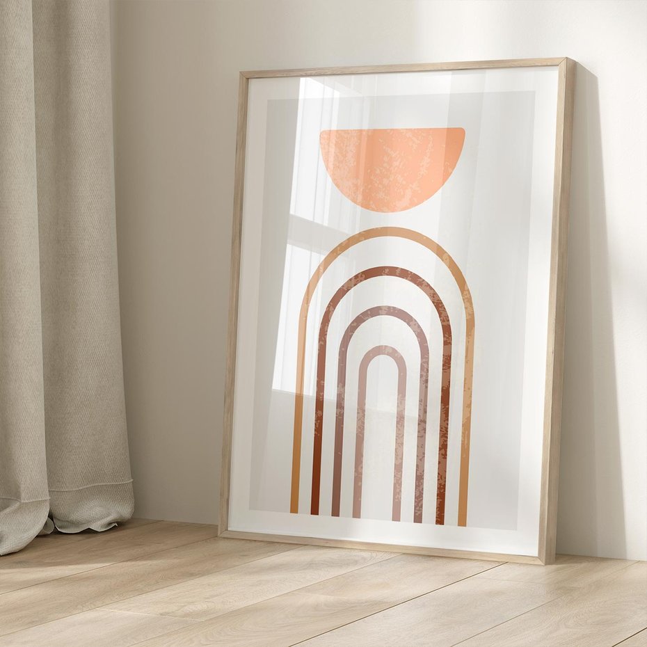 Plakat w ramie 30x40 - Geometryczny Blask Złota - grafika, złoto - rama drewno