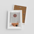 Plakat w ramie 30x40 - Symetria w Stylu Mid-Century - minimalistyczny obraz, mid-century styl - rama biała