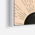 Obraz w ramie 80x120 - Migocące Kształty Promieni - boho czarne słońce, nowoczesna grafika - rama biała