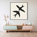 Obraz w ramie 50x50 - Kreatywne Echa - jaskółki, minimalizm - rama czarna