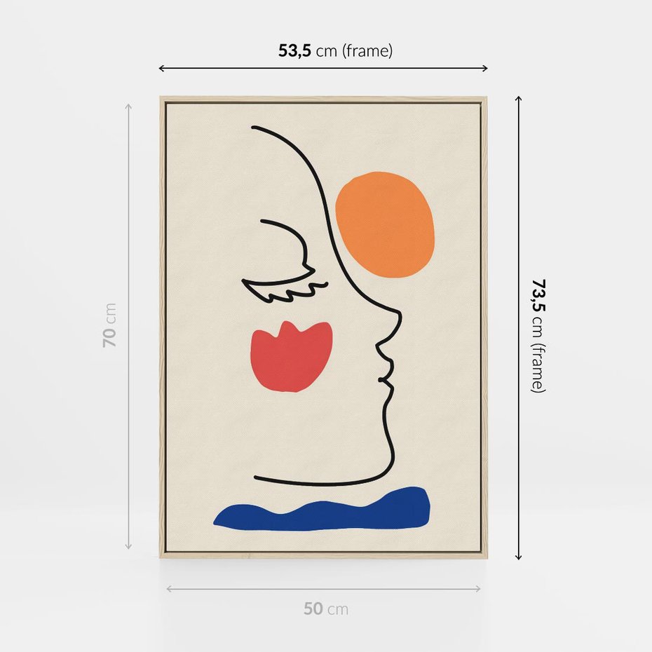 Obraz w ramie 50x70 - Taniec Przenikających Plam - abstrakcyjny obraz, przypomina twarz - rama drewno