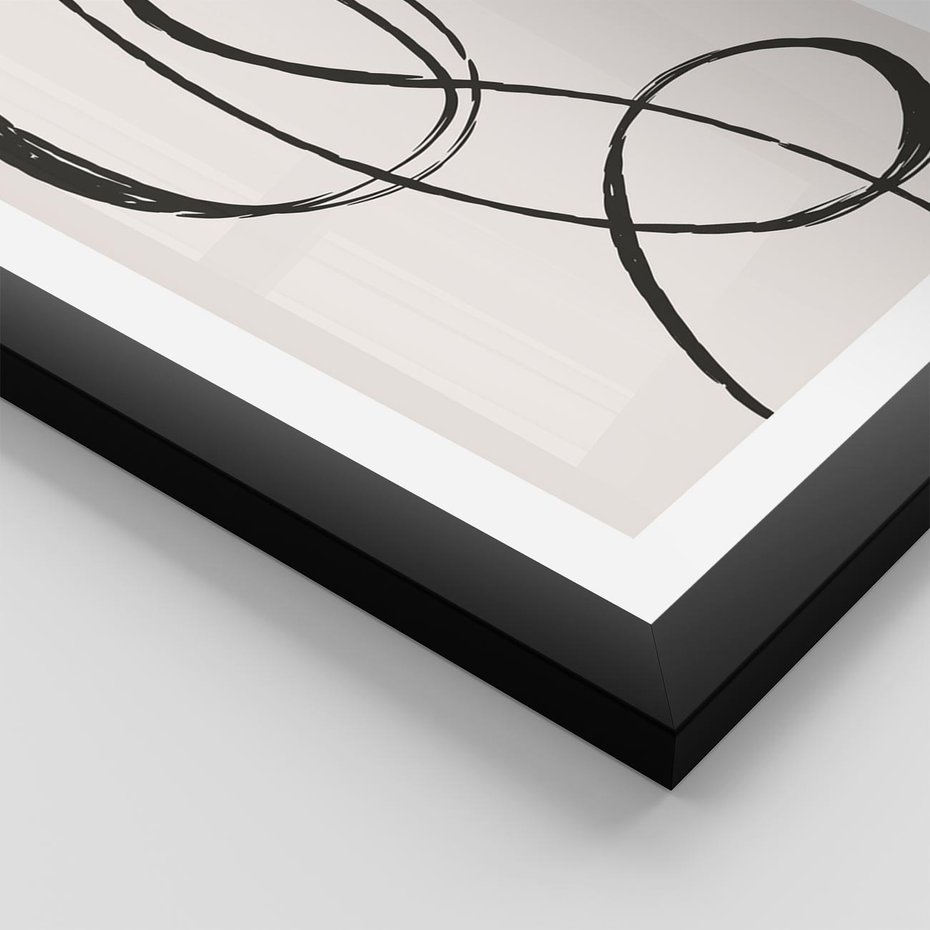 Plakat w ramie 30x40 - Zaklęte Linie - abstrakcyjne szkicowane linie, minimalizm - rama czarna