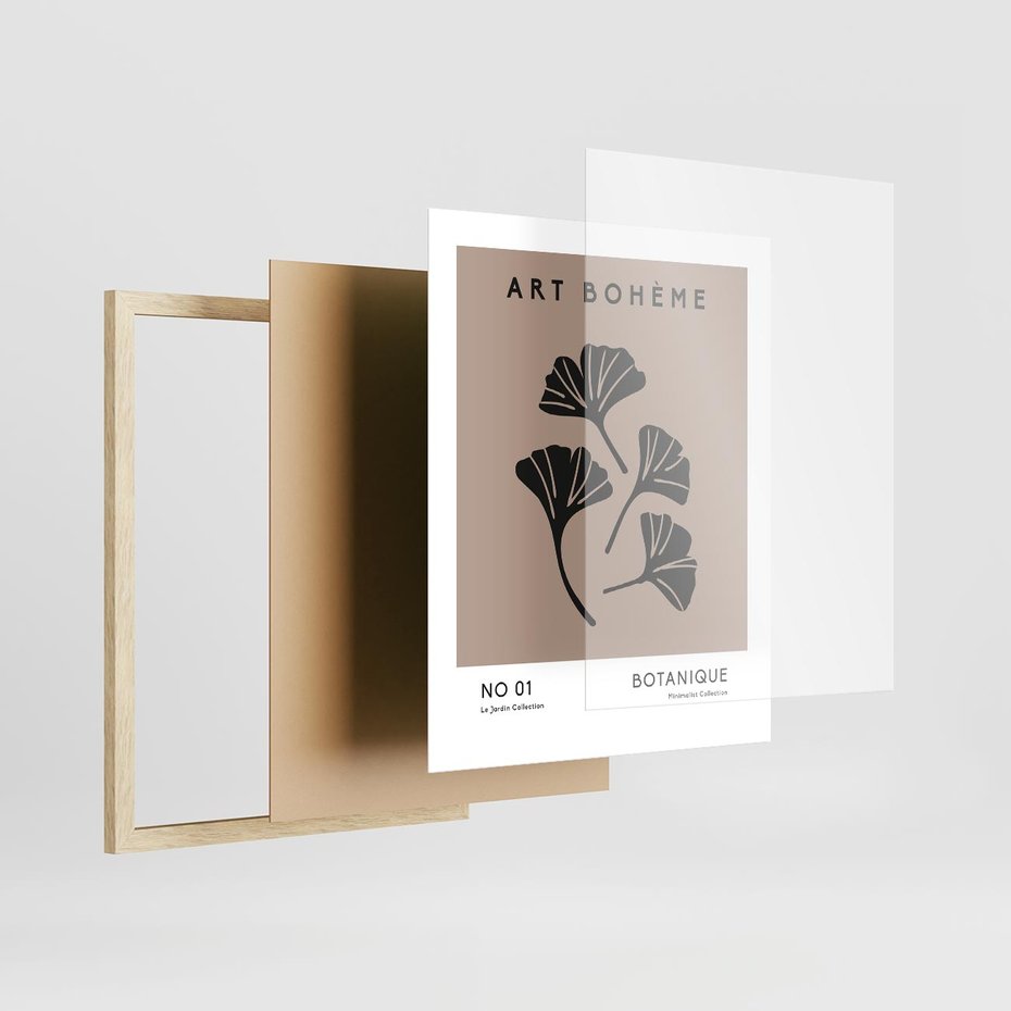 Plakat w ramie 40x50 - Botaniczne wymysły - sztuka boho, plakat - rama drewno