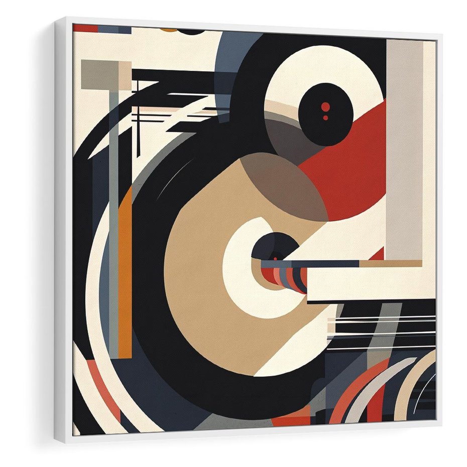 Obraz w ramie 50x50 - Wibracje Marzeń - abstrakcyjny obraz, geometryczne koła - rama biała