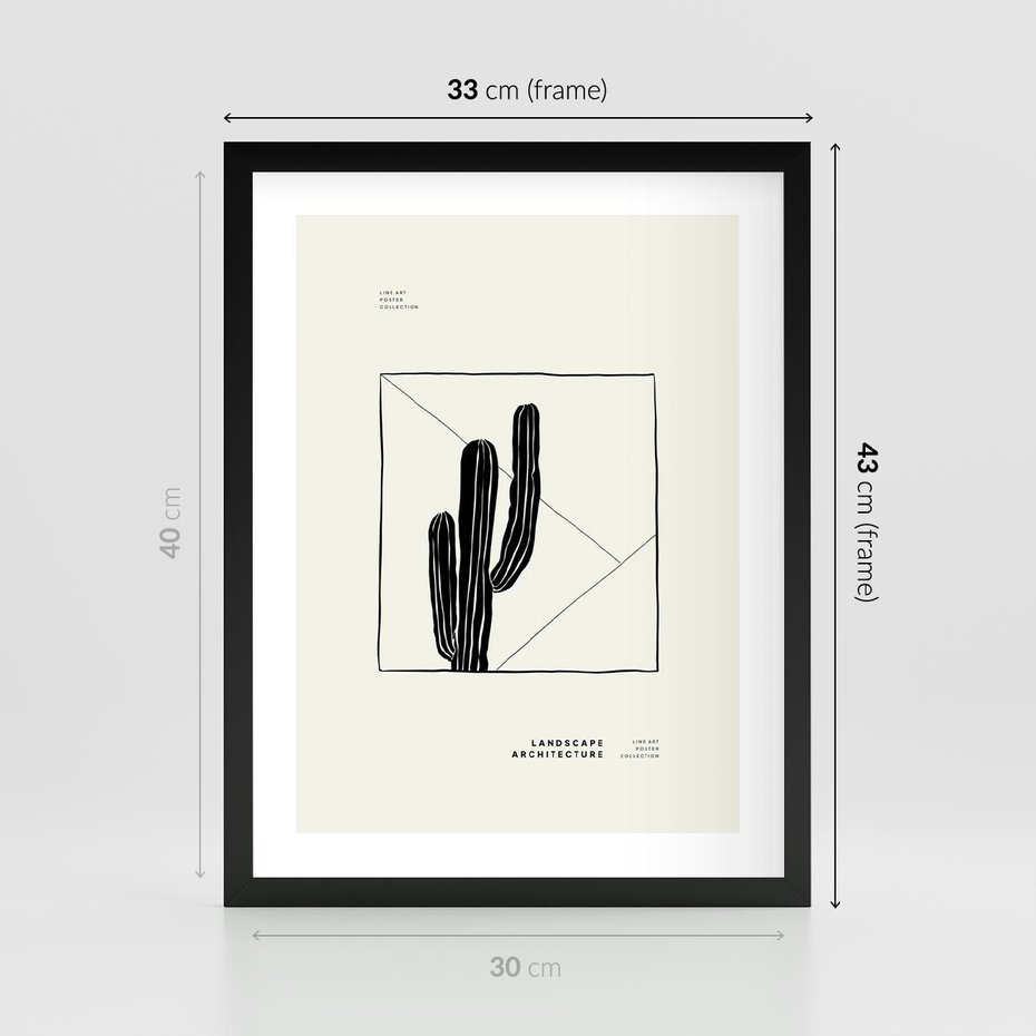 Plakat w ramie 30x40 - Zaklęta roślinna ekspresja - nowoczesna sztuka, minimalistyczny styl - rama czarna