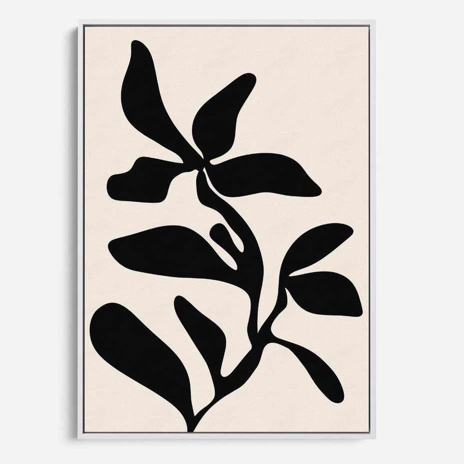 Obraz w ramie 80x120 - Wibracje Akwarelowych Ścieżek - abstrakcyjny minimalistyczna kwiat, czarno biały plakat - rama biała