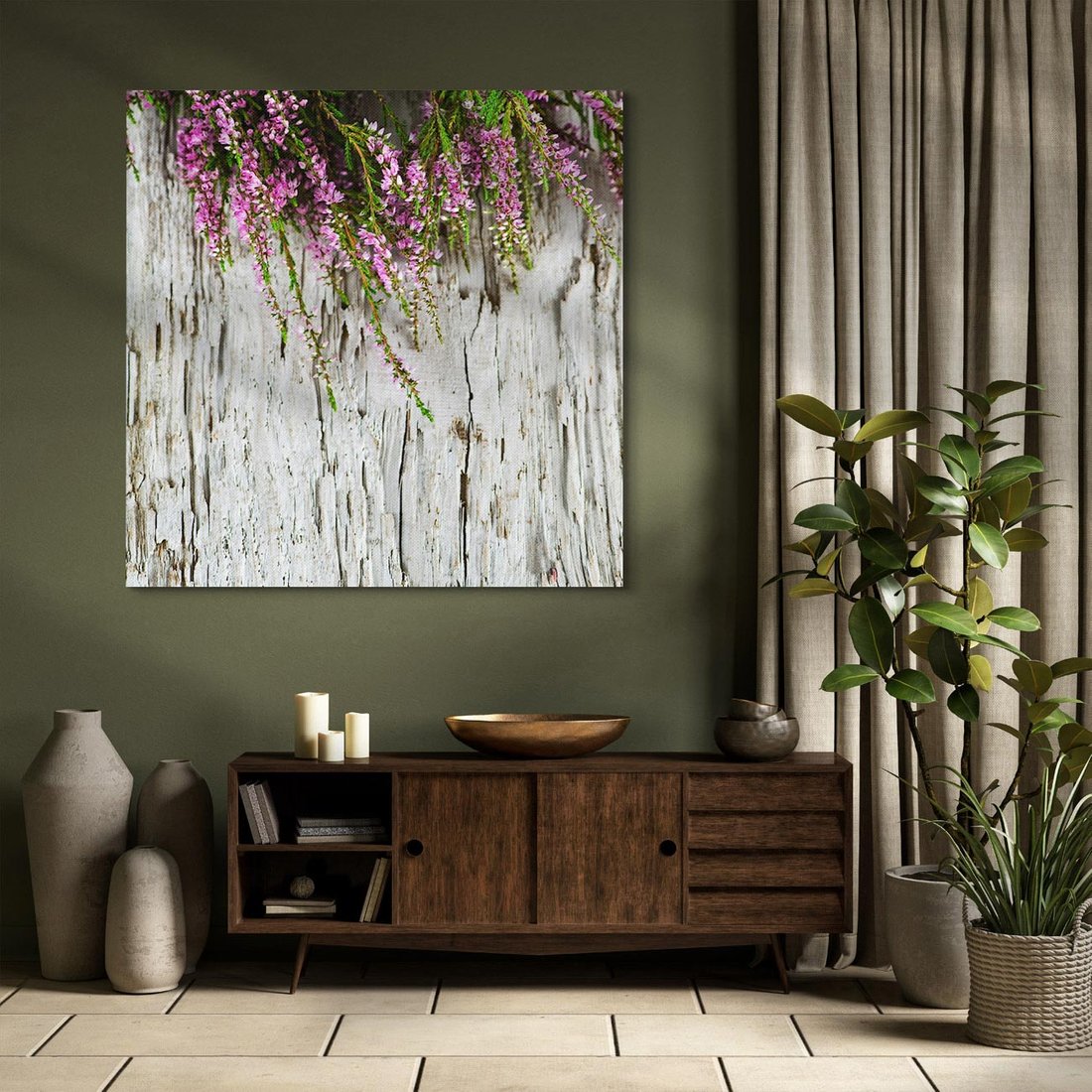 Obraz na płótnie 70x70 - Fioletowe Wrzosy - wrzosy, fiolet