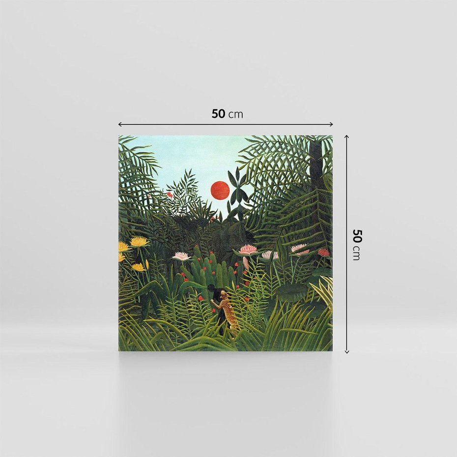 Obraz na płótnie 50x50 - "Virgin Forest with Sunset " (1910) Henriego Rousseau - reprodukcja, obraz na płótnie