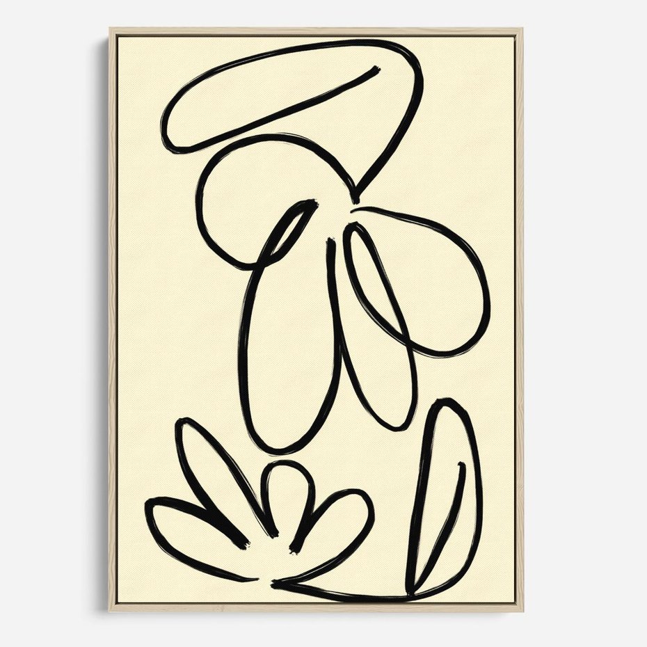 Obraz w ramie 70x100 - Złamane Granice - abstrakcyjna sztuka, przypominająca kwiat - rama drewno