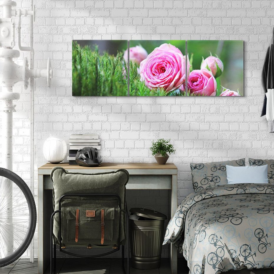 Obraz na płótnie 90x30 - Różane Ukojenie - róże, kwiaty