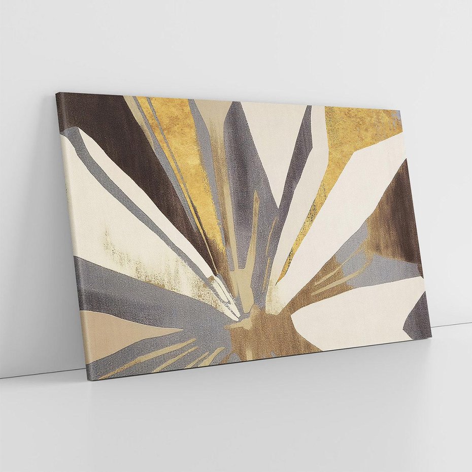 Obraz na płótnie 100x70 - Szept roślinnych emocji - olejna abstrakcja, złoto i brąz