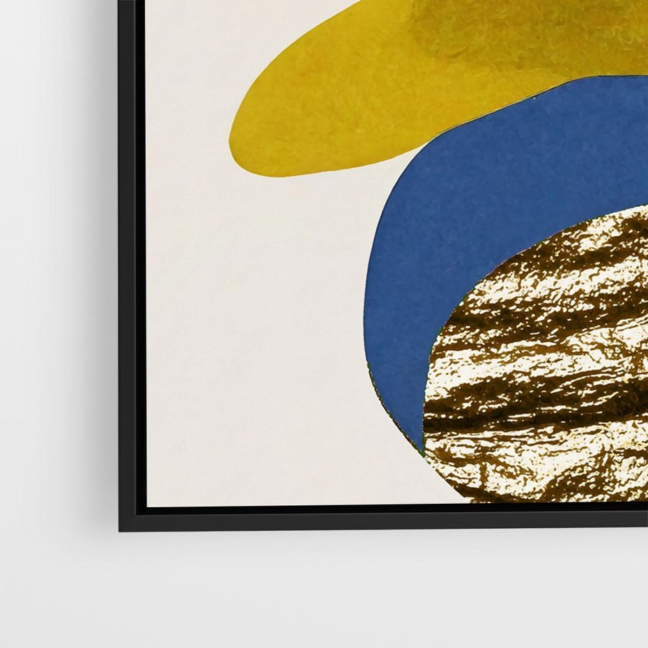 Obraz w ramie 50x50 - Kolorowe Przenikanie Kształtów - abstrakcyjne formy, obraz olejny - rama czarna