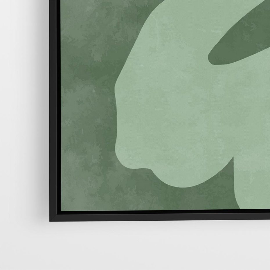 Obraz w ramie 50x50 - Kształty Zieleni - abstrakcyjny kształt, zielony plakat - rama czarna