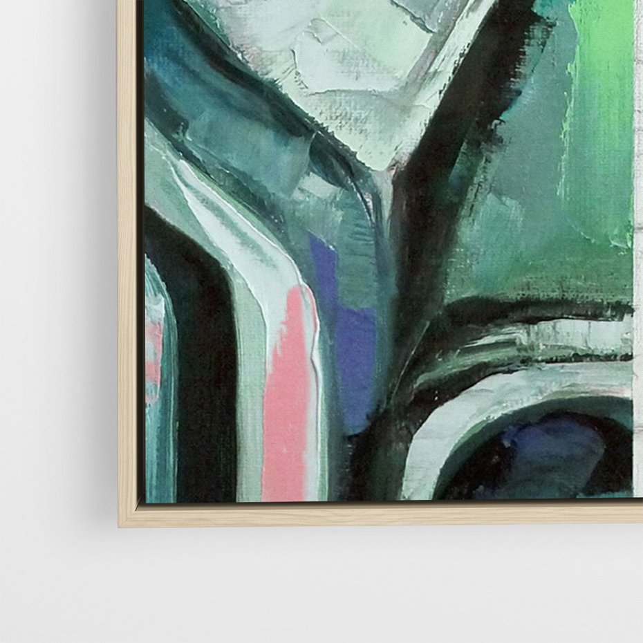 Obraz w ramie 50x70 - Niezakończona Piękność - abstrakcyjny obraz olejny, portret kobiety - rama drewno