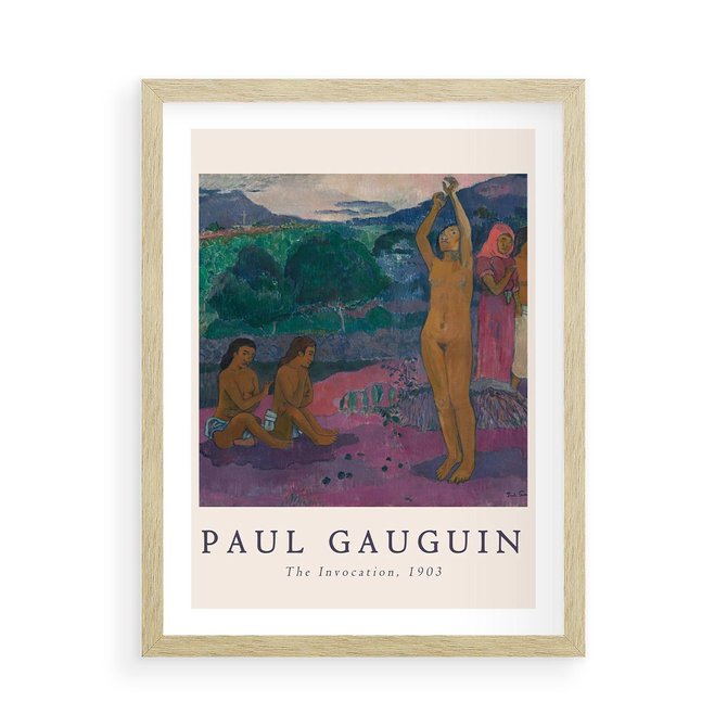 Plakat w ramie 50x70 - Reprodukcja Gauguina: Sztuka Egzotyczna na Plakacie - paul gauguin, plakat - rama drewno