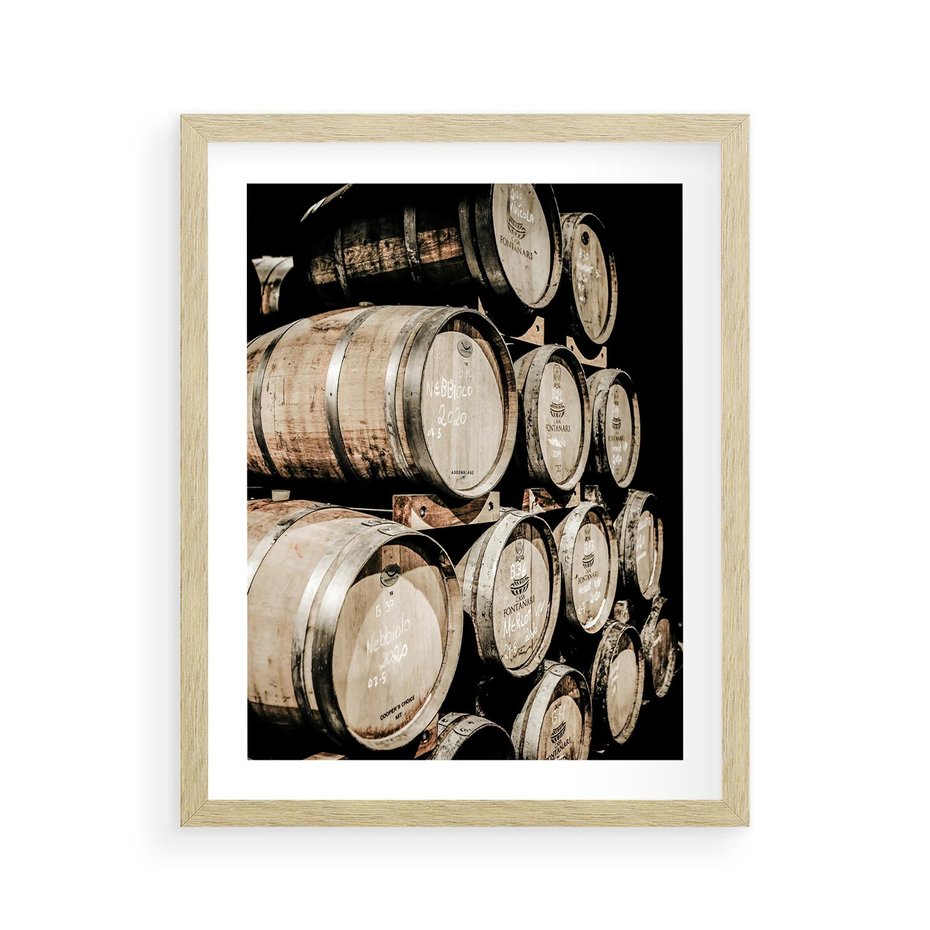 Plakat w ramie 40x50 - Tradycyjne Beczki - beczki, rustykalna fotografia - rama drewno