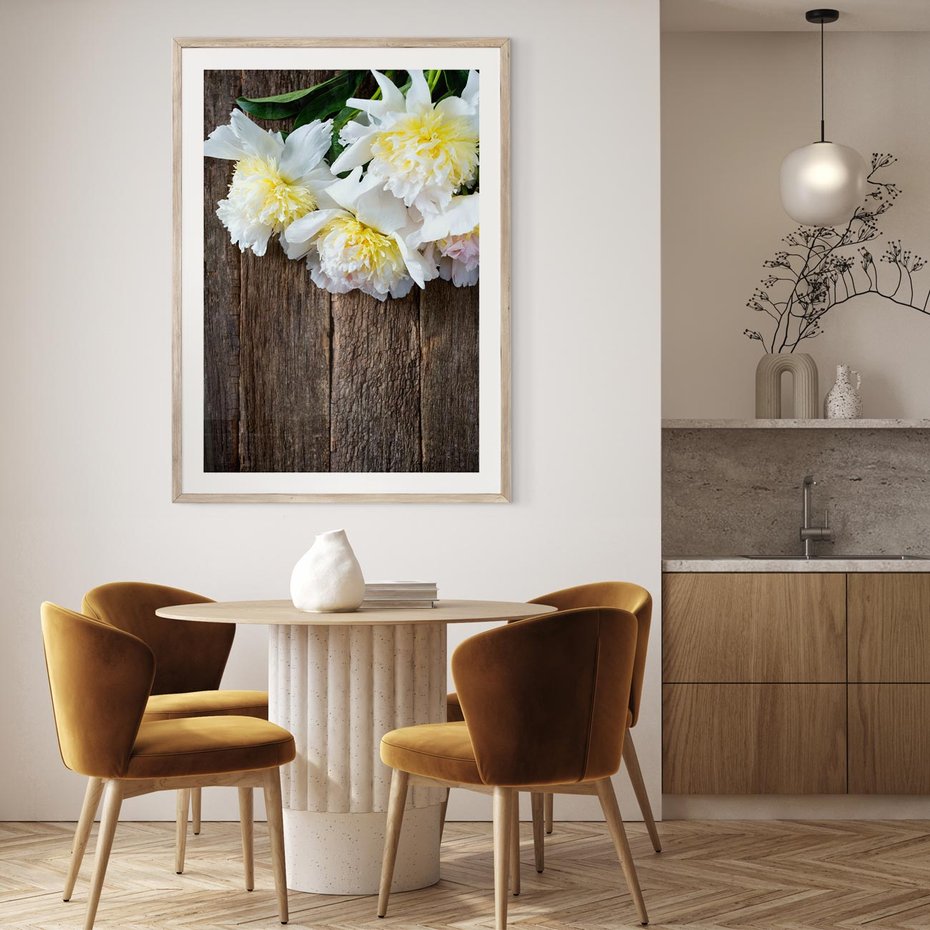 Plakat w ramie 40x50 - Relaksująca Harmonia - kwiaty, spa - rama drewno