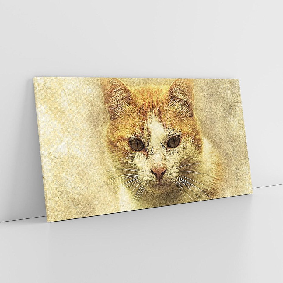 Obraz na płótnie 140x70 - Kot w abstrakcyjnym świecie - kot, sztuka