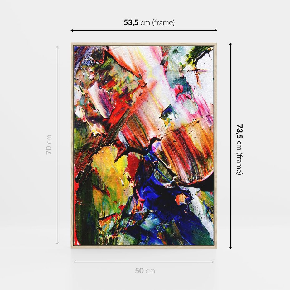Obraz w ramie 50x70 - Szalejące ognie kolorów - abstrakcja, farby olejne - rama drewno