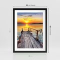 Plakat w ramie 30x40 - Zachód nad jeziorem z pomostem - pomost, jezioro - rama czarna