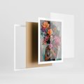 Plakat w ramie 50x70 - Z Głową w Kwiatach - obraz olejny, sztuka nowoczesna - rama biała